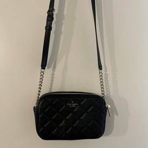 NATALIA DOUBLE ZIP LEATHER QUILTED KATE SPADE CROSSBODY CHAIN BAG